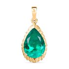 D'Joy Smaragd-Quarz Triplette Anhänger 925 Silber Gelbes Gold ca. 5.03 ct