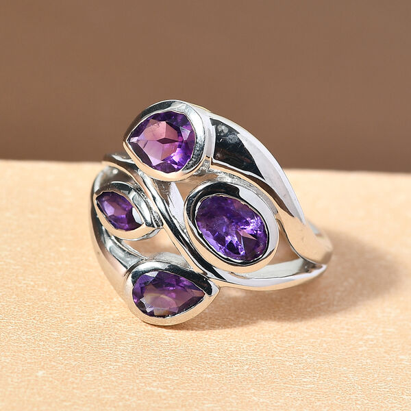 Afrikanischer Amethyst Ring Messing platiniert  ca. 1,74 ct image number 2