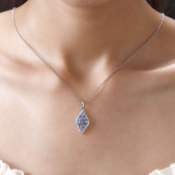 Tansanit und wei&szlig;er Zirkon-Anh&auml;nger, 925 Silber platiniert ca. 1,99 ct image number 2