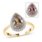 AAA Turkizit, Weißer Diamant Ring 585 Gold (Größe 17.00) ca. 2,20 ct