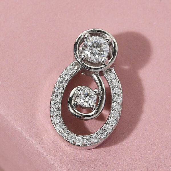 88 Facetten Moissanit Anhänger 925 Silber platiniert ca. 0,30 ct. image number 3