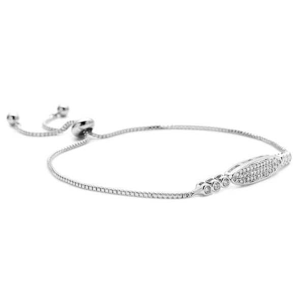 Weißes Zirkonia Bolo-Armband, ca. 15.25 cm, silberfarben image number 3