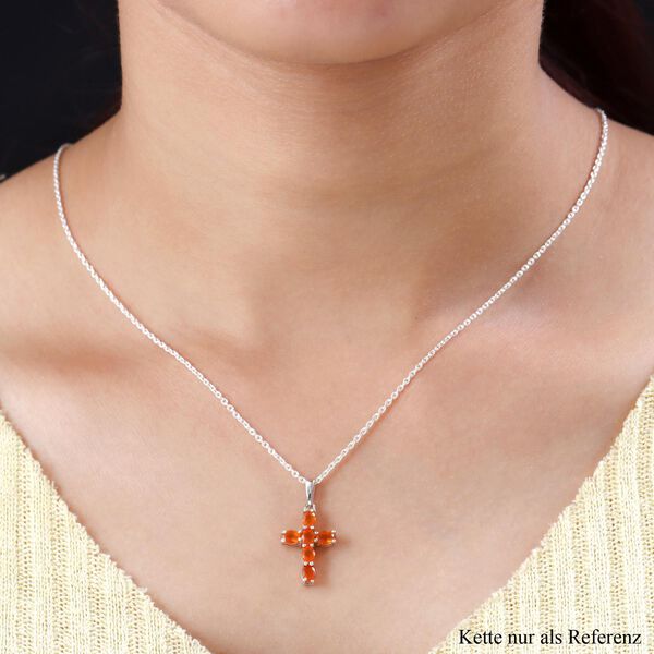 Salamanca Feueropal-Kreuz-Anh&auml;nger, 925 Silber platiniert, 0,71 ct. image number 2