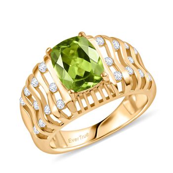 Peridot und Zirkon Ring - 2,59 ct.