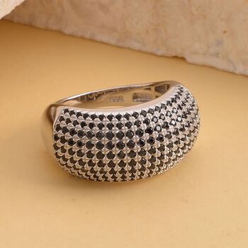 Schwarzer Spinell Ring, 925 Silber rhodiniert (Gr&ouml;&szlig;e 19.00) ca. 0,37 ct