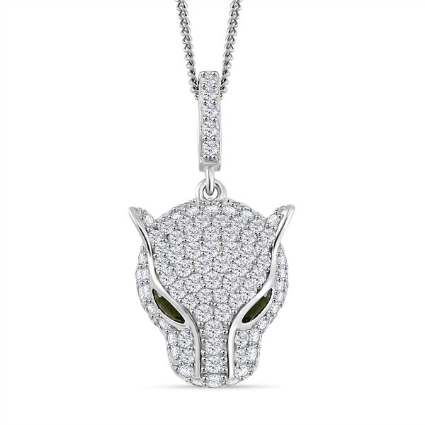 GP Nat&uuml;rlicher Chromdiopsid, Blauer Saphir Schmuckset 925 Silber platiniert, 925 Silber rhodiniert ca. 2,08 ct.