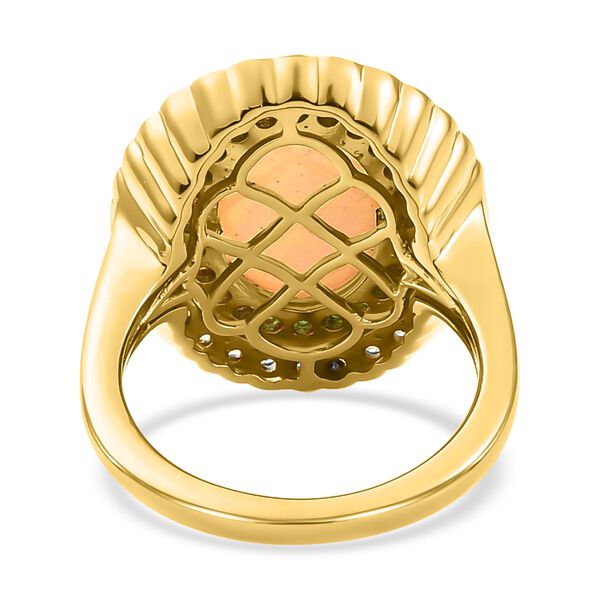 Nat&uuml;rlicher, &auml;thiopischer Welo Opal, Chromdiopsid und wei&szlig;er Zirkon-Ring - 4,99 ct. image number 6