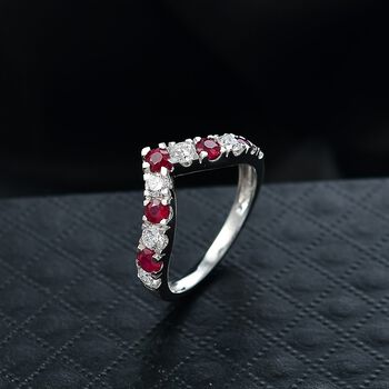 LUXURIANT AAA nat&uuml;rlicher Mosambik Rubin und Labor Diamant Ring in 417 Wei&szlig;gold - 1,40 ct.