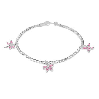 CLOSE OUT DEAL Rosa Zirkonia Armband, ca. 19 cm, 925 Silber