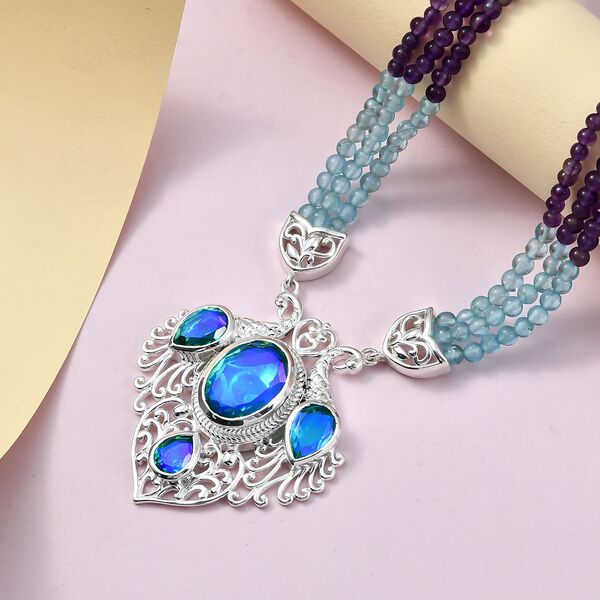 Bird-of-Juno Pfau Triplett Quarz und mehrfarbige Edelstein-Halskette- 92,12ct. image number 3