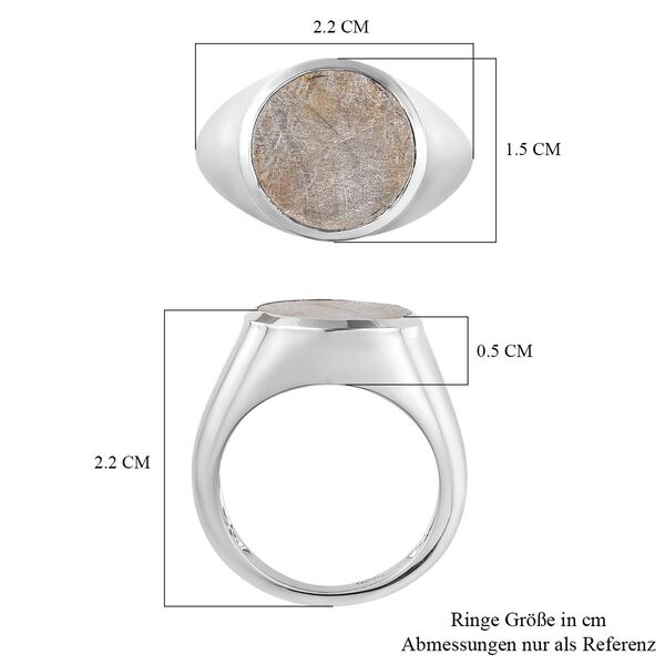 Meteorit-Ring, 925 Silber platiniert (Größe 19.00) ca. 12.70 ct image number 7