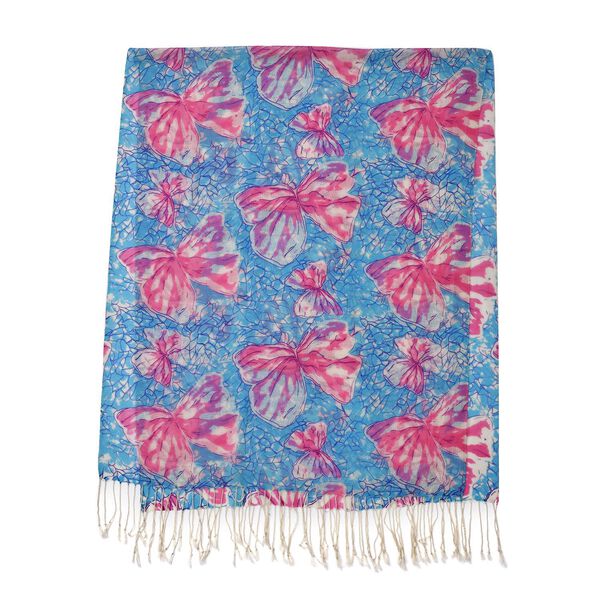 100% Merino Woll-Schal mit Quasten, 70x180cm, Mehrfarbig image number 2