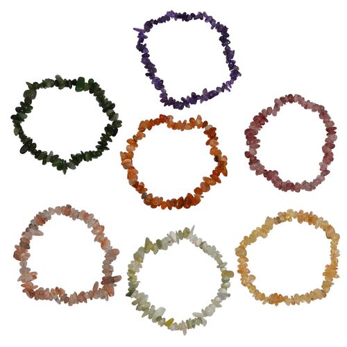 7er Set Armbander - Afrikanischer Amethyst, Nephrit, Citrin, Erdbeerquarz, Karneol, Serpentin, Sonnenstein ca. 512,00 ct. image number 0