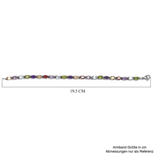 Mehrfarbiges Edelstein-Armband, ca. 19 cm, Edelstahl, ca. 10,91 ct image number 6