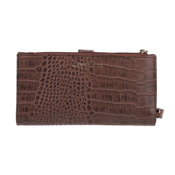 Echtleder Brieftasche mit Kroko-Prägung und RFID-Schutz, braun image number 5