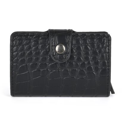 Portemonnaie im PU-Kroko-Design mit RFID-Schutz - Minimalistisches Bifold Wallet,, 6,8x10x1,2 cm