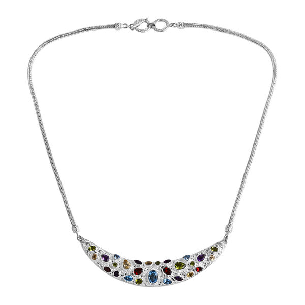 D'Joy Royal Bali Schweizer Blautopas, Peridot Halskette ca. 45 cm 925 Silber ca. 10.06 ct