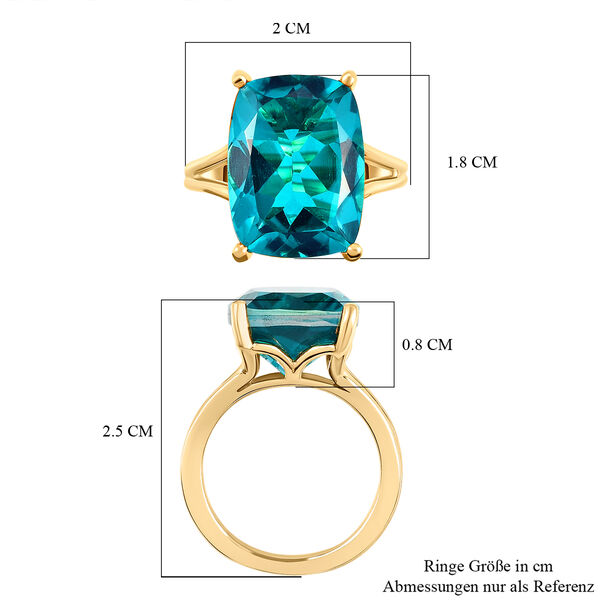 Capri-Blau Triplett Quarz-Ring, 925 Silber vergoldet  ca. 11,06 ct image number 7