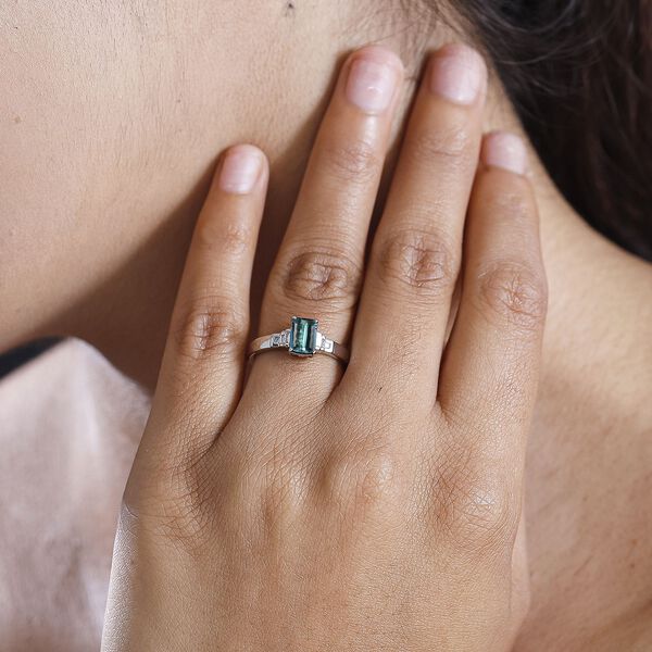 RHAPSODY - AAAA Pirineu Lagunen Turmalin, Weißer Diamant SGL zertifiziert Ring 950 Platin (Größe 20.00) ca. 1.19 ct image number 3