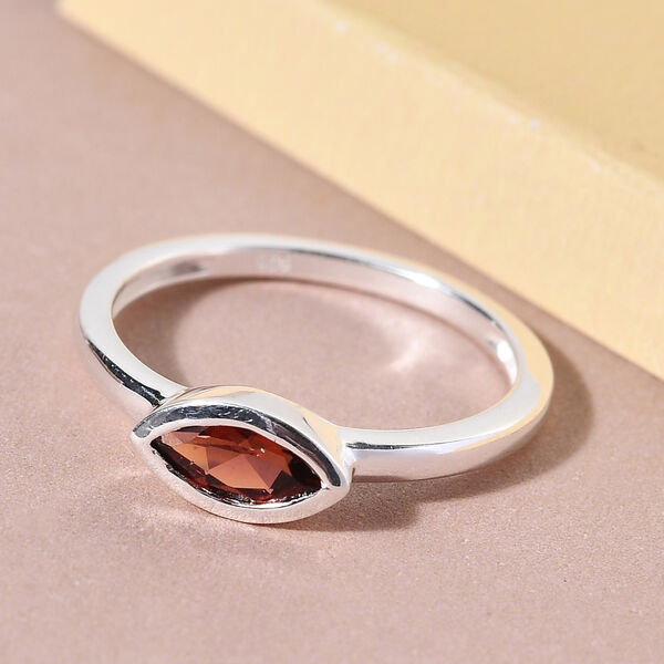 Roter Granat Solit&auml;r-Ring, 925 Silber  ca. 0,47 ct image number 2