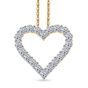 LUXURIANT DIAMOND - Lab Grown Diamant SI-GH SGL zertifiziert Anhänger mit Kette ca. 45 cm 925 Silber 750 Gelbgold Vermeil ca. 1.00 ct