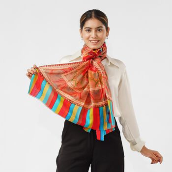 LA MAREY Schal aus 100% Premium-Kaschmir mit Digitaldruck, 70x200 cm, Paisley