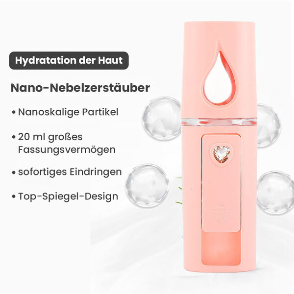Nano Gesichtsspray mit Licht, Spiegel und USB-Kabel - Rosa image number 4