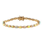 Natürliches, äthiopisches Opal-Armband, ca. 18 cm, 925 Silber Gelbgold Vermeil ca. 7,59 ct