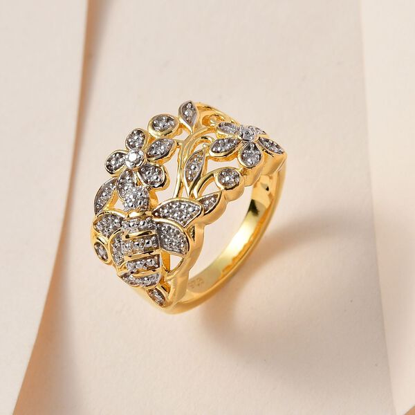 ALLORO von der Natur inspirierter, vergoldeter Silberring image number 2