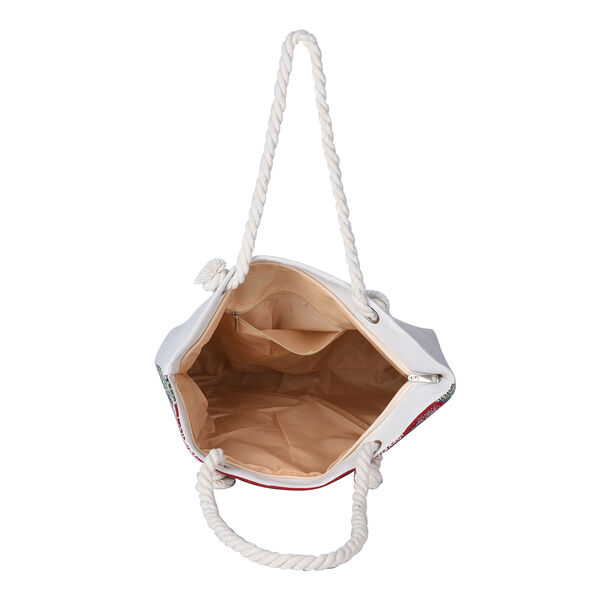 Jute Handtasche, Rentier Muster, Größe 42x34x9x37 cm, Rot image number 5