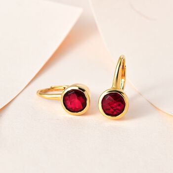 Magenta Rosa Quarz Triplette Ohrringe, 925 Silber vergoldet ca. 2.86 ct