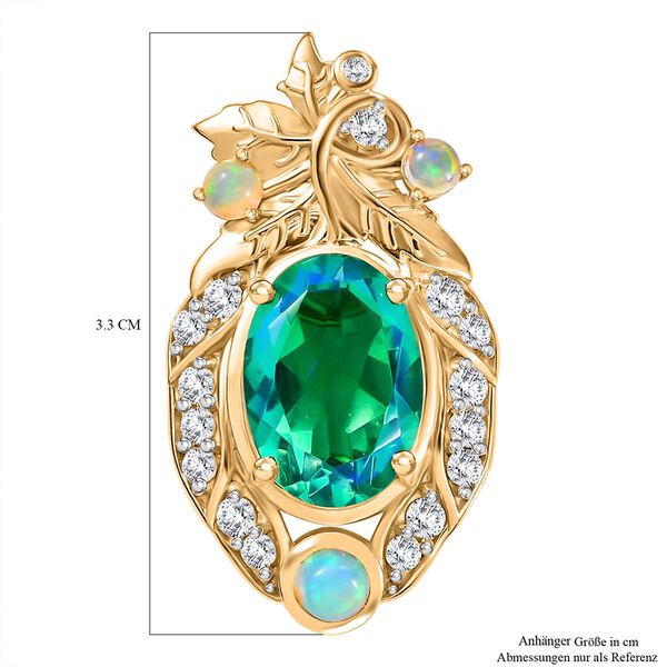 Pfau Triplett Quarz, äthiopischer Welo Opal und Zirkon-Anhänger - 7,73 ct. image number 6