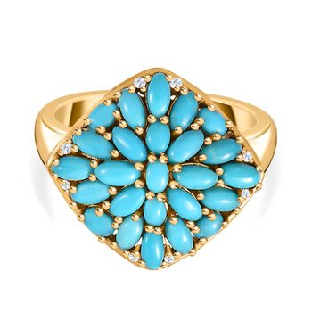 Sleeping Beauty T&uuml;rkis Ring 925 Silber 750 Gelbgold Vermeil (Gr&ouml;&szlig;e 17.00) ca. 2,21 ct