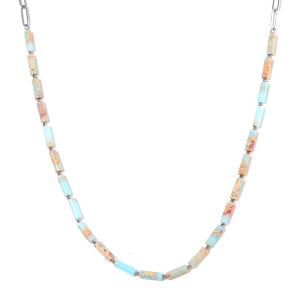 Jade Halskette ca. 50 cm + 5 cm Extender, 316L Edelstahl ca. 62.50 ct