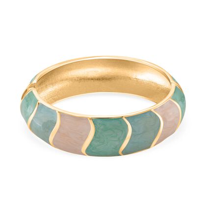 Emaille-Armreif, geometrisches Design, ca. 18 cm, Blau