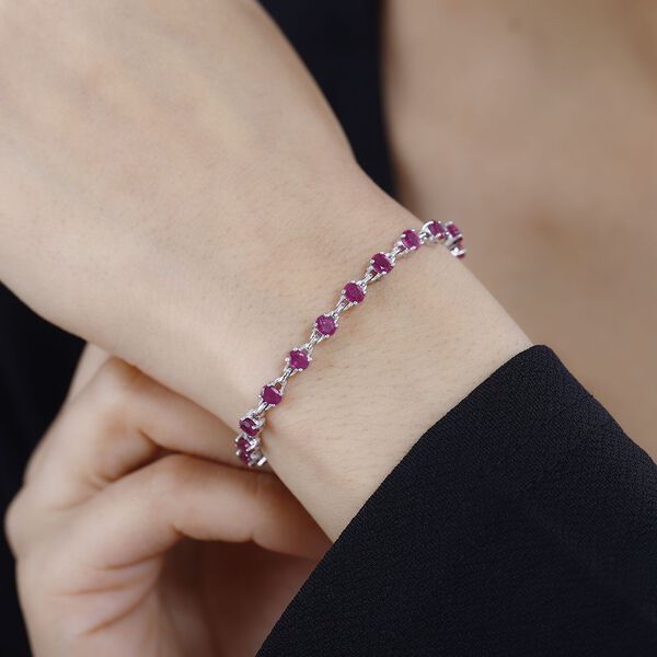 Afrikanischer Rubin (Fissure gefüllt) Armband ca. 20 cm 925 Silber rhodiniert ca. 7,24 ct. image number 3