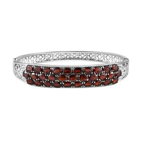 Natürlicher Mosambik Granat Armreif, ca. 19 cm Edelstahl ca. 15.34 ct