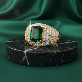 Gr&uuml;ner Zirkonia, Wei&szlig;er Zirkonia Ring Nickelfreies Messing (Gr&ouml;&szlig;e 20.50)