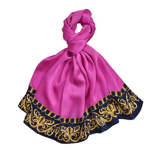LA MAREY 100% Maulbeerseidenschal, Magenta image number 0