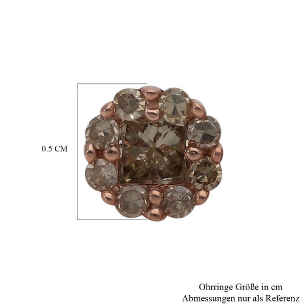 Nat&uuml;rliche Champagner-Diamant I2-I3 Ohrstecker in 375 Ros&eacute;gold image number 6