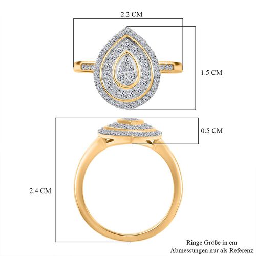 LUXURIANT DIAMOND - Lab Grown Diamant SI Ring 925 Silber 750 Gelbgold Vermeil (Größe 18.00) ca. 0.51 ct image number 6