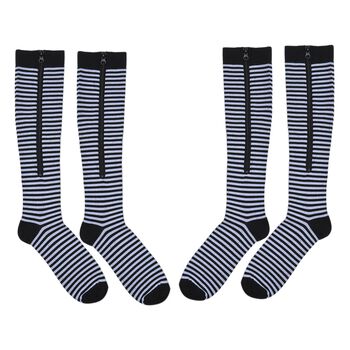 2er-Set Rei&szlig;verschluss-Socken, 38cm L&auml;nge, S/M, Schwarz-Wei&szlig;