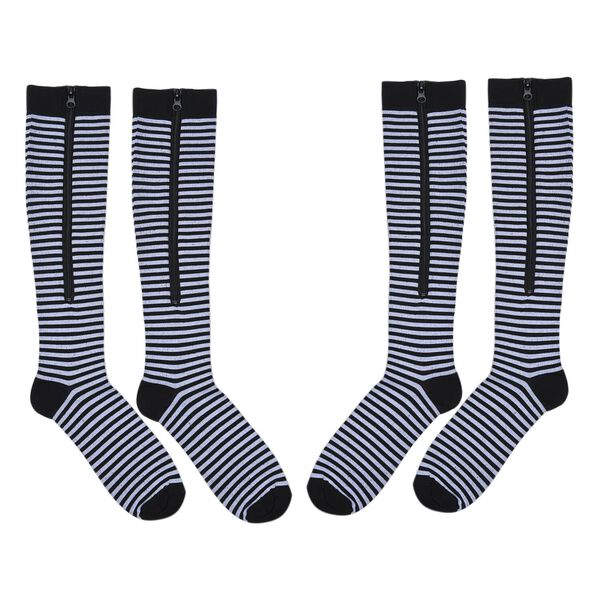 2er-Set Rei&szlig;verschluss-Socken, 38cm L&auml;nge, S/M, Schwarz-Wei&szlig; image number 1