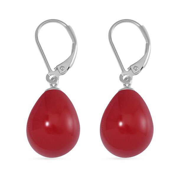 Rote Muschelkernperle Ohrringe 925 Silber rhodiniert image number 4