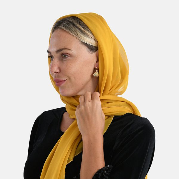  LA MAREY signature 100% silk scarf, "Silk earring  Material:silk & alloy &925 silver pin size:2.5*1.8cm color:yellow" image number 6