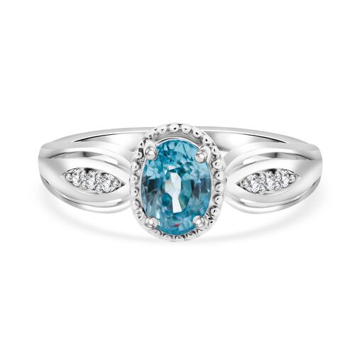 D’joy Blauer Zirkon, Weißer Zirkon Ring 925 Silber rhodiniert (Größe 21.00) ca. 1,36 ct image number 0