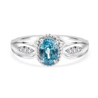 D’joy Blauer Zirkon, Weißer Zirkon Ring 925 Silber rhodiniert (Größe 21.00) ca. 1,36 ct