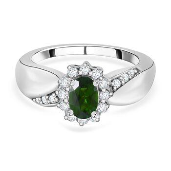 Nat&uuml;rlicher Chromdiopsid und Zirkon-Ring - 0,86 ct.