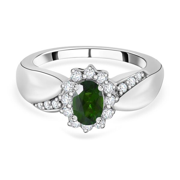 Nat&uuml;rlicher Chromdiopsid und Zirkon-Ring - 0,86 ct.