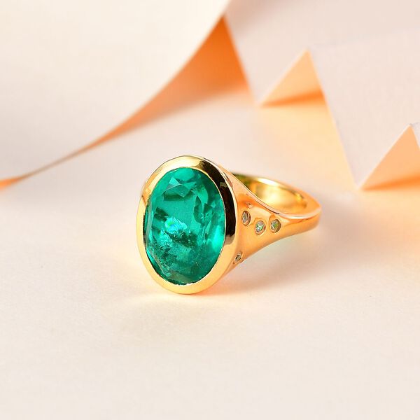 Smaragd Triplett Quarz und Zirkon Ring - 6,81 ct. image number 2